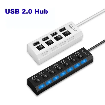 

PC Laptop Expansion USB 2.0 With ON/OFF Switch 4 Port 7 port Extension Adapter USB Hub Splitter Extender