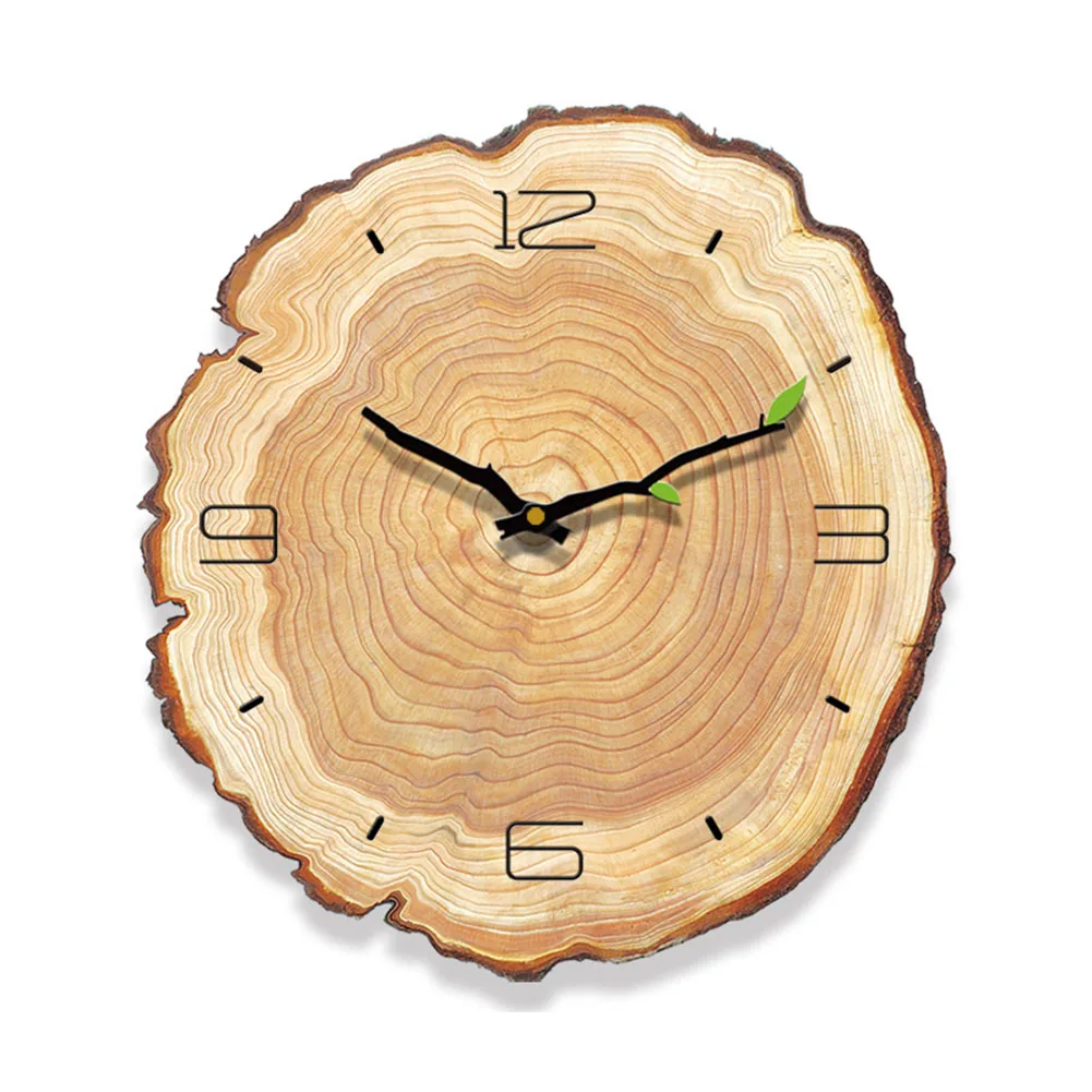 

Annual Ring Decoration Living Room Simple Home Durable Battery Operated Practical Wall Clock Quartz Mute Running Wood Grain