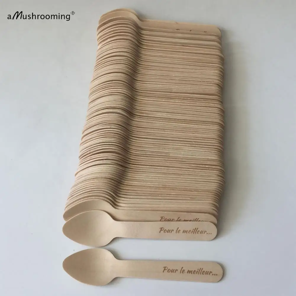 100PcsPuddingCakeSpoonsEngravedWoodenIceCreamSpoonswithNameandDatePersonalized