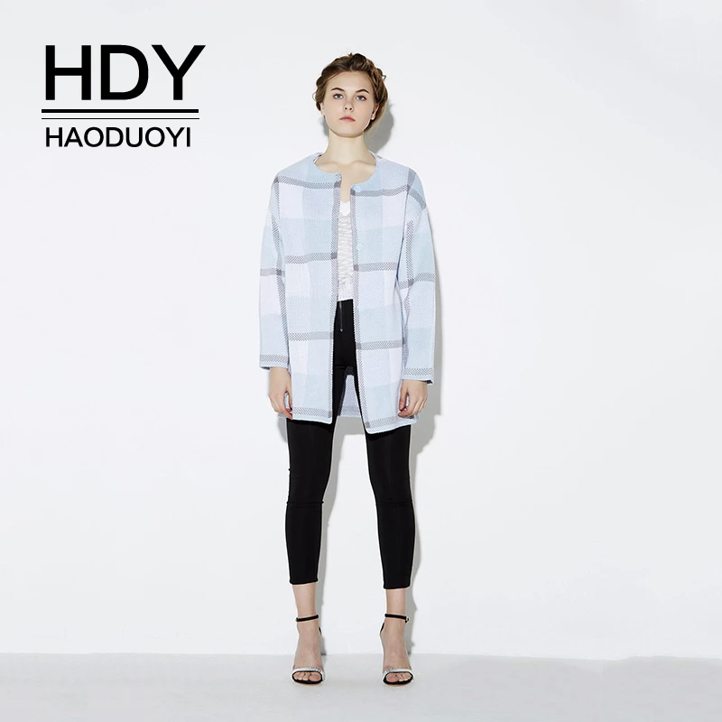 HDY Haoduoyi 2018 новый осенний Модный женский кардиган на одной пуговице с круглым