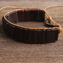 LanLi натуральный ювелирный цилиндр, красный камень, вязаный браслет для мужчин и женщин, подарки и самоиспользование