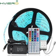 5 м 300 светодиодный s RGB Светодиодная лента 5050 водонепроницаемый гибкий светодиодный светильник для ночного отдыха настольная лампа 12 В постоянного тока 44Key ИК пульт дистанционного управления приемник