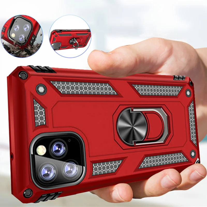 

Luxury Armor Soft Shockproof Case For IPhone 11 Pro Max X XR XS Silicone Bumper Case For IPhone 6 6s 7 8 Plus Metal Ring Case