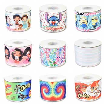 

HuangTao 22MM 25MM 38MM 50MM 75mm Printed Pattern on Grosgrain Ribbon for diy ribbon