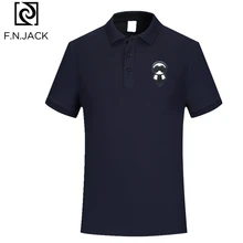 F.N.JACK, Классическая мужская рубашка поло с коротким рукавом, антипиллинг, Винтажный дизайн с заплатками, поло в черном, белом и сером цветах