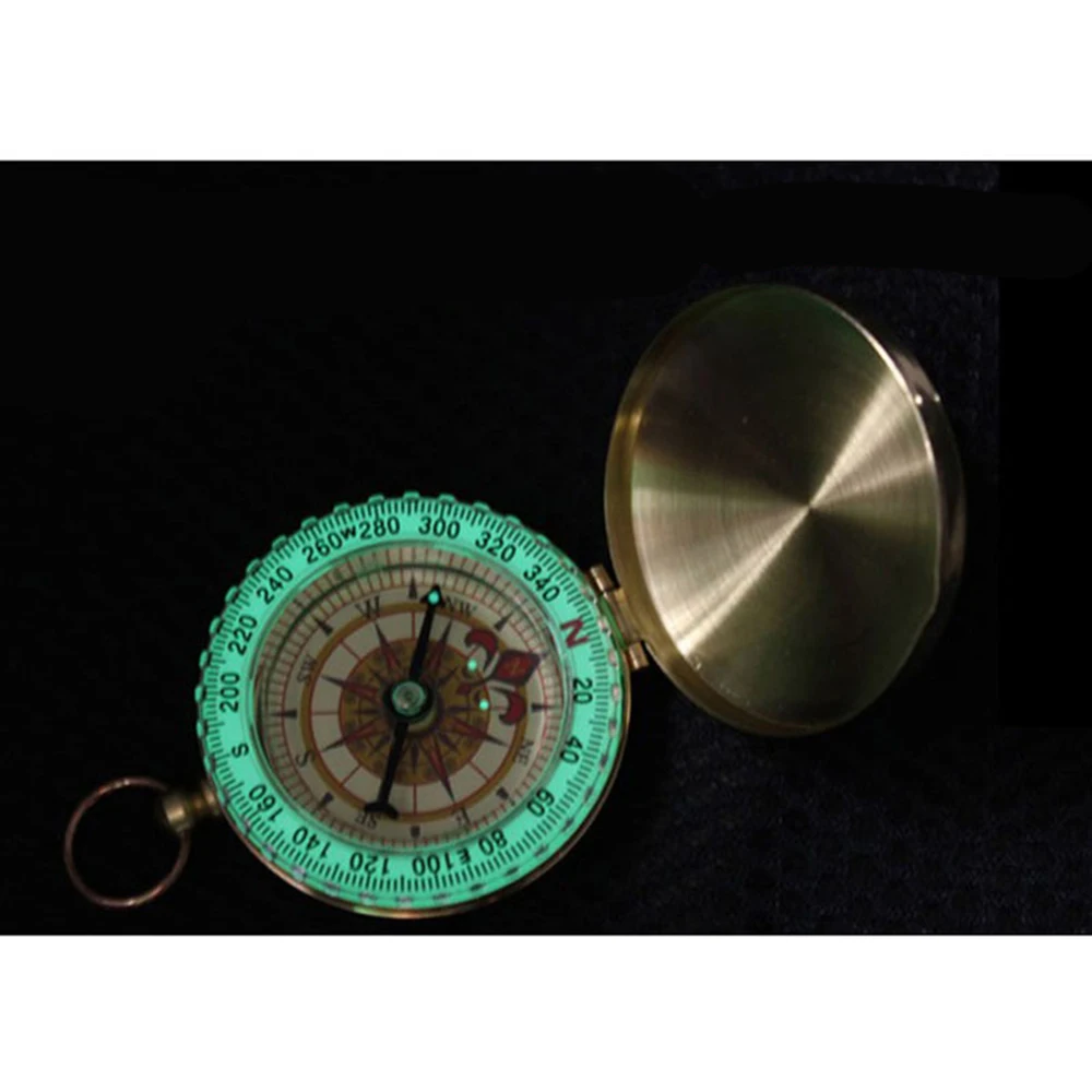 

Pure Copper Clamshell Compass With Luminous Pocket Watch Compass Portable Outdoor Multi-function Metal Measuring Ruler Tool