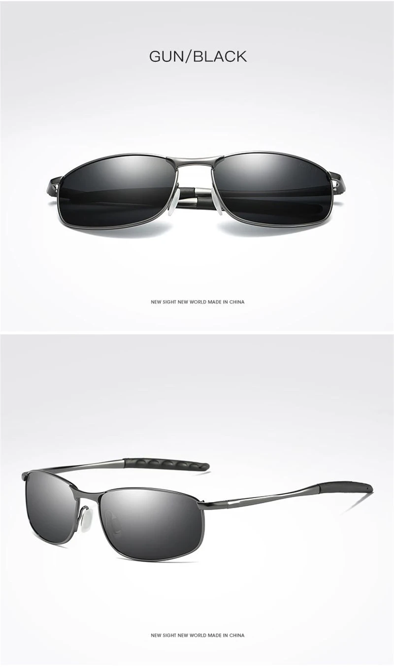 Винтажные Ретро солнцезащитные очки, мужские поляризованные солнцезащитные очки из сплава для вождения UV400, квадратные мужские солнцезащитные очки - Цвет линз: gun black