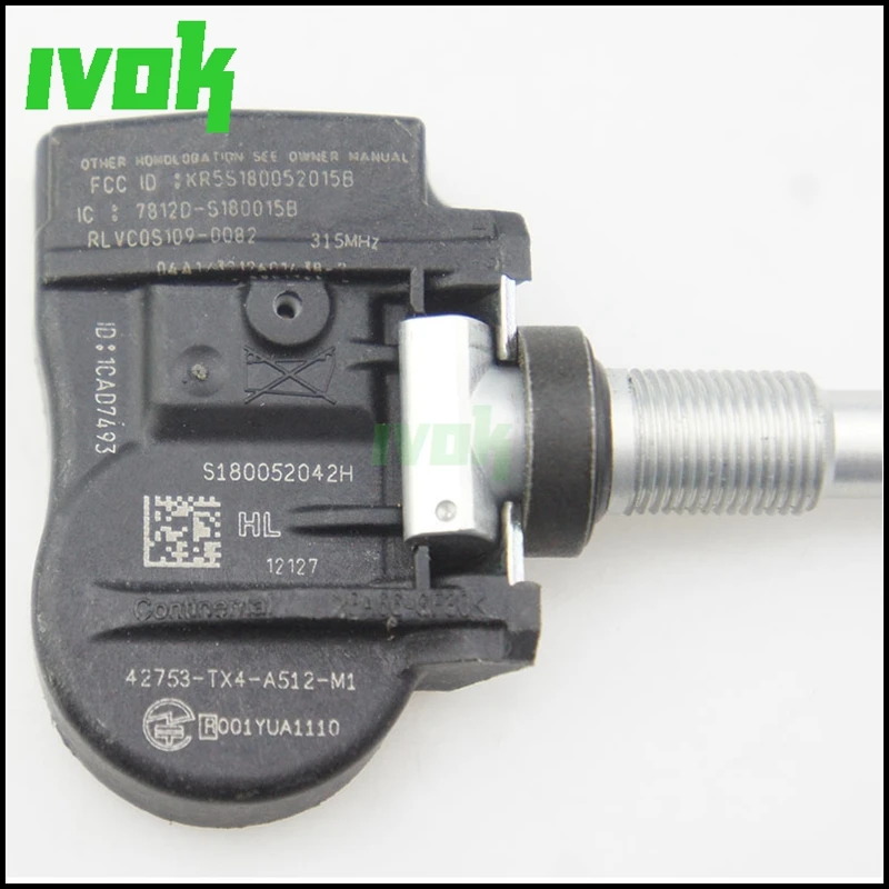 4 шт./лот датчики давления в шинах TPMS для Acura RDX MDX 42753-TX4-A512-M1 315 МГц