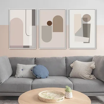 

Modern Geometric Abstract Canvas Painting Scandinavian Style Wall Art Poster and Print Nordic Minimalism Living Room Home Decor