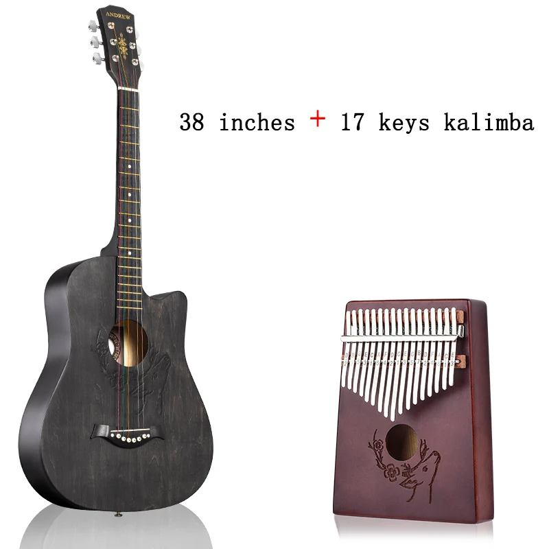 Эндрюс 38/41 дюймов народная гитара из красного дерева collocate укулеле калимба олень тотем акустический музыкальный инструмент