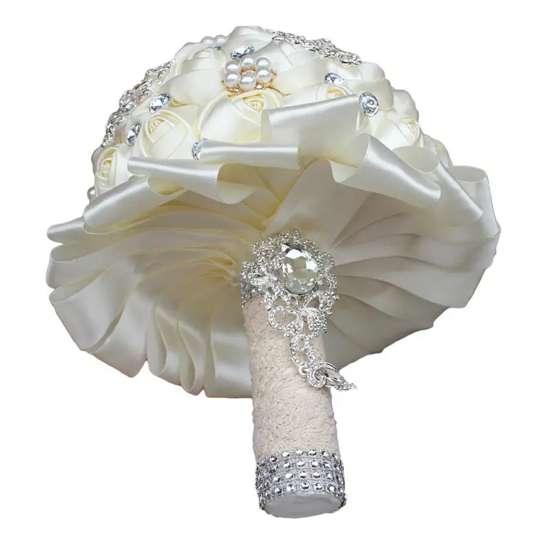 Высококачественный цвета слоновой кости шелк пена flowe невесты букеты De Mariage искусственные хрустальные свадебные цветы Buque De Noiva W3217D
