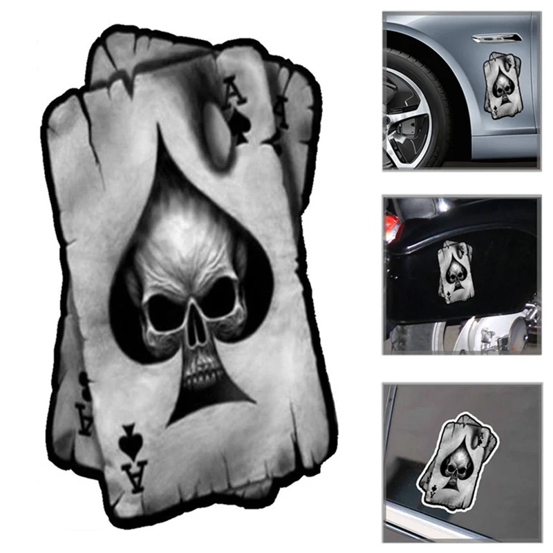 

8x13CM Interesting Reflective Car Stickers SPADES A SKULL Decals C1-6041 Car Accessories
