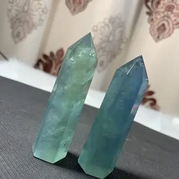 

2 pcs new arrivals natural green fluorite gemstone point for making jewelry wholesale