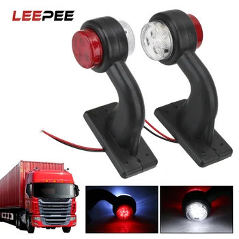 

LEEPEE 12/24V LED Side Marker Light Indicator Lamp Red White Tail Light Assembly Truck Lamp for Trailer Truck Van Lorry 2Pcs/set