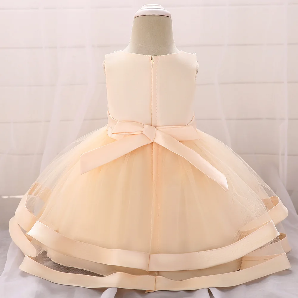 Стиль для девочек, детское атласное платье принцессы с бусинками пухлый официальный Платье для малышей леггинсы первый месяц; костюм на день рождения