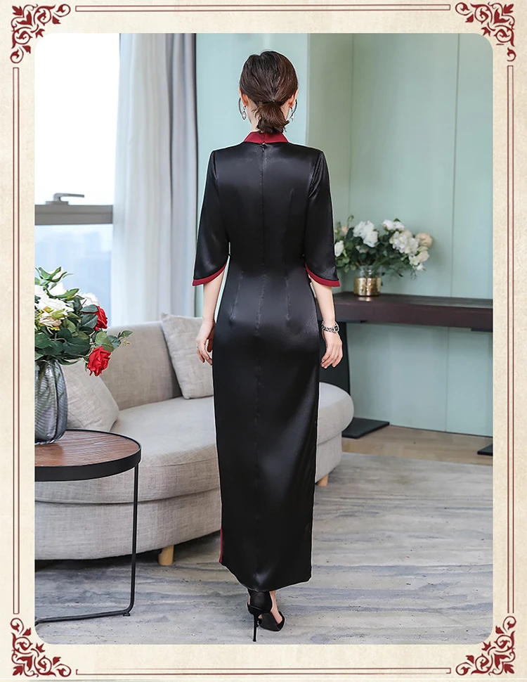 Thfs1968p2019 стиль Cheongsam Длинное Элегантное улучшенное свадебное платье cheongsam Одри мама