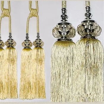 

1Pair Upscale Crystal Curtain Rope Double Ball Tassel Tiebacks Hooks Curtain Buckle Strap Hanging Curtains Home DIY Decorative