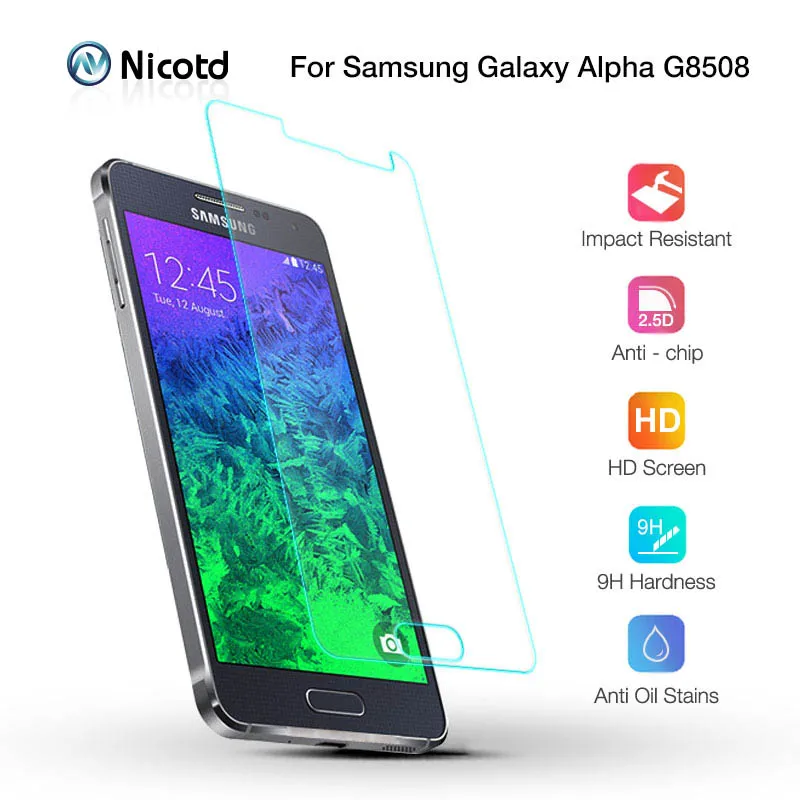 Закаленное стекло пленка 9h HD для samsung Galaxy Alpha G8508 Защитная 2.5D стеклянная |