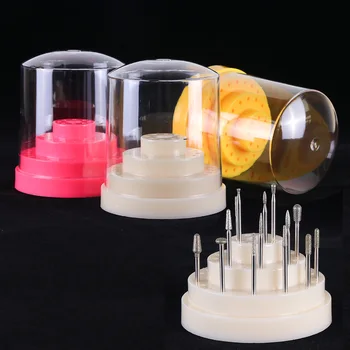 

48 Holes Nail Drill Bits Stand Acrylic Storage Box Holder Display Nail Bottle Container Milling Cutter Case Manicure Tools NT734
