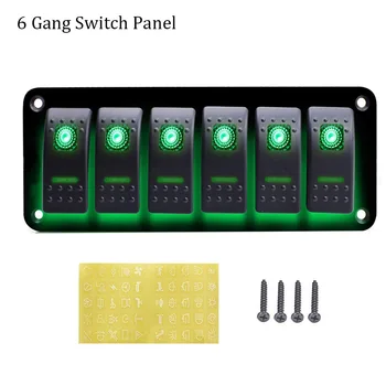

6 Gang Switch Panel LED Rocker Switch Car Toggle Switch Circuit Breaker 12/24V For Car Boat Marine Yacht RV Camper Truck Traile