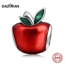 Даларан, Стерлинговое Серебро, шарм, 925, Красная эмаль, бусины в форме яблока, подходят для Пандоры, очаровательные браслеты для женщин, ювелирные изделия, изготовление, рождественские подарки