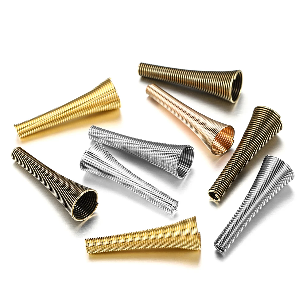

12pcs/lot 30x10mm Metal Spring Beads Caps Spring End Cap Spacer Beads Cconnector Stoppers Jewelry Making Accessories DIY Fitting