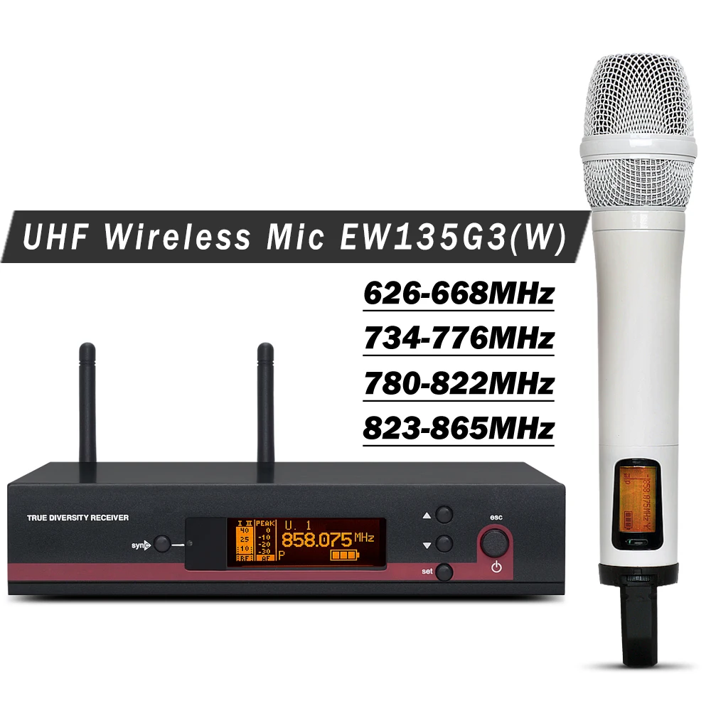 

White Color !! High Quality Professional 135 G3 UHF Wireless Microphone System With Single Handheld Transmitter for Live Show