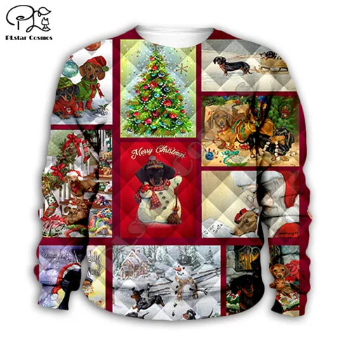 Kids sweatshirts Детский Рождественский принт "Такса" 3D худи, толстовка с героями мультфильмов детская одежда осенняя одежда для малышей, Для мальчиков и девочек на молнии - Цвет: Kids sweatshirts