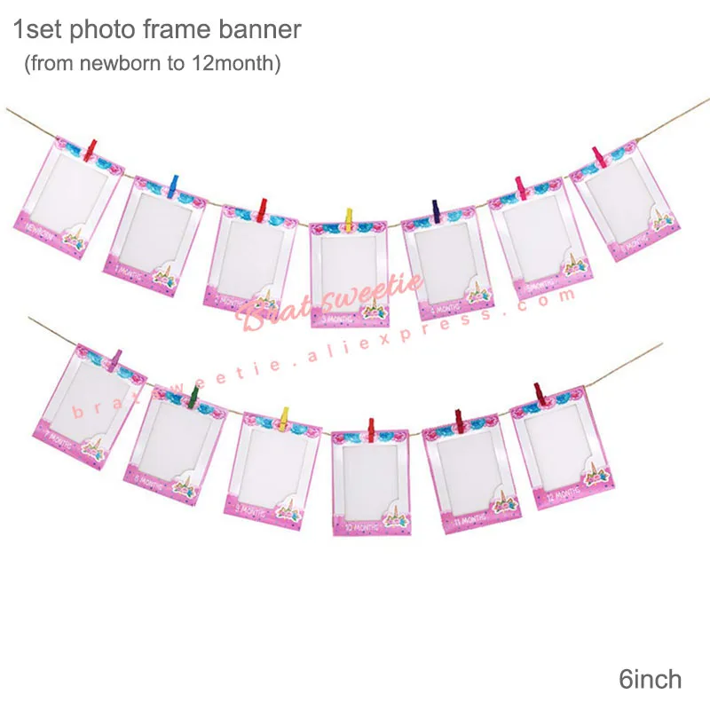 Радуга Единорог бумажная фоторамка стенд реквизит детский душ Единорог вечерние украшения Дети Единорог День рождения партия поставок пользу - Цвет: UNC Frame Banner