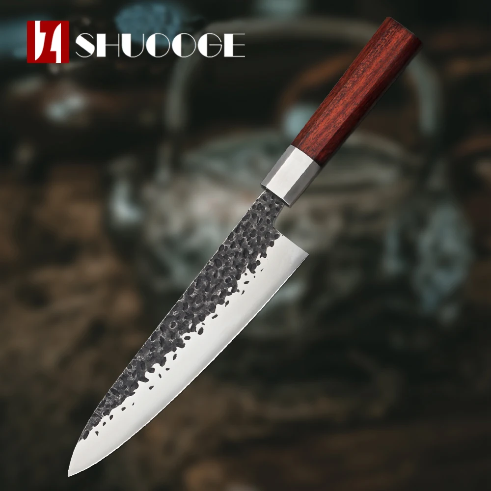 SHUOOGE 8 дюймов ручной работы нож шеф повара японский Kiritsuke кухонные ножи из