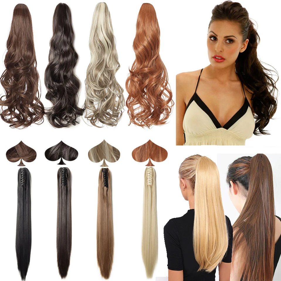 Fake Ponytail Hairpiece Clip-In Brown Black Synthetic BENEHAIR for Women Claw-On
