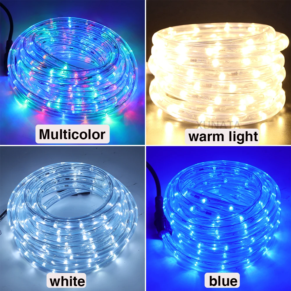 thumbnail image 4 of Tira de luces LED de 220 V para exteriores, resistente al agua, para jardín, iluminación de 360 grados, luces de neón con forma de arcoíris, 4 of 5