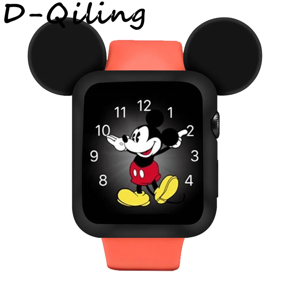 Милый силиконовый чехол с Микки Маусом для Apple Watch iwatch, Резиновая серия 5, 4, 3, 2, 1, крышка 38 мм, 42 мм, 40 мм, 44 мм, для девочек