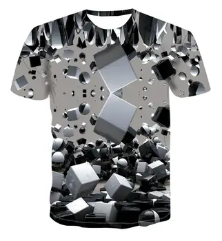 

2020 sıcak satış yeni moda tişört geometrik kare T-shirt erkek T-shirt basit renk en 3D serin benzersiz güneş kare