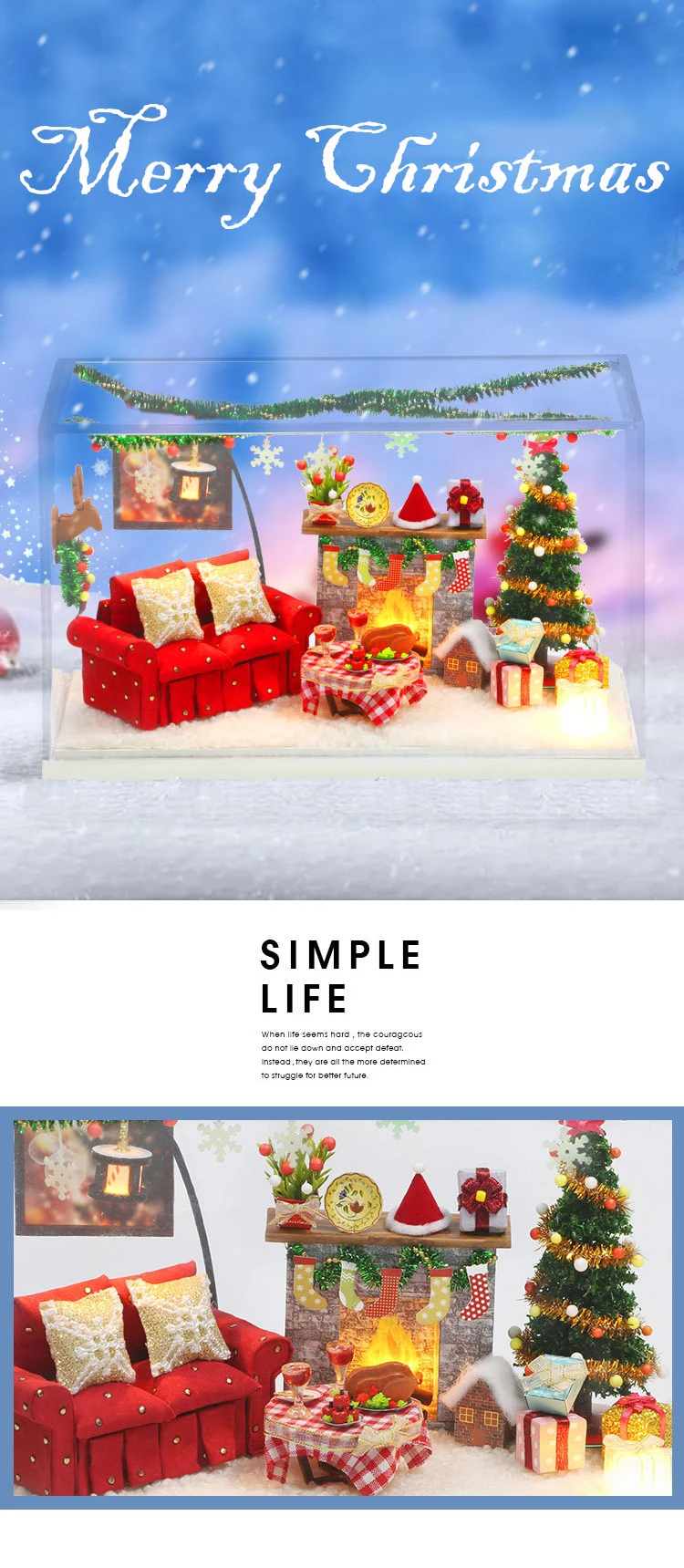 Transparent Christmas Warm Room DIY Miniature Kit