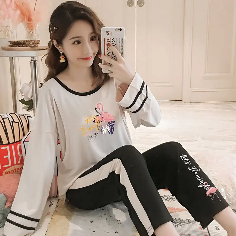 

Pregnant Women Confinement Clothing Double Long Japanese Korean Hoodie WOMEN'S Dress Maternal Pajamas Maternal Lactation Garment