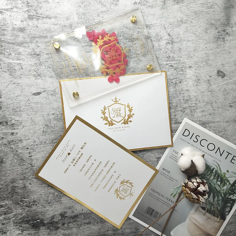  Customized transparent eternal flower acrylic net red invitation hot stamping wedding invitation cr - 4.00038E+12