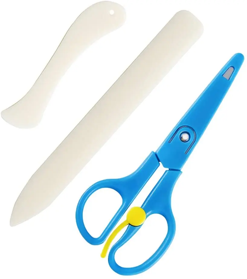 

LMDZ Bone Folder Origami Paper Creaser with Scrapbooking Scissors for Making Card Bookbinding Paper and Leather Craft and Office
