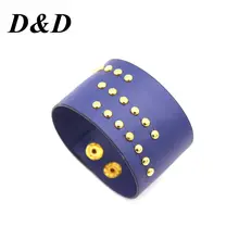 D&D, синие кожаные браслеты с заклепками для Женщин, Модные Винтажные браслеты, браслет в стиле панк из мягкой кожи, крутые ювелирные изделия