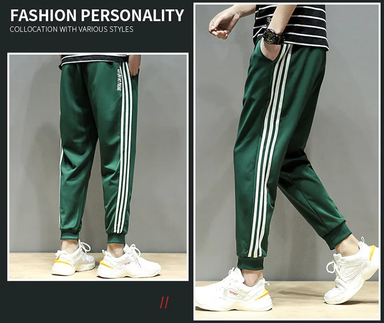 Spring New Style Korean-style Men's Fashion Stripes Casual Three Bars Athletic Pants Men Casual Trousers Skinny Pants Fashion