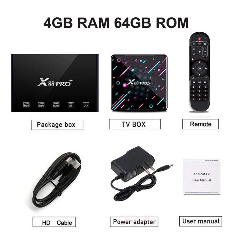 X88Pro+ плюс ТВ приставка Смарт ТВ приставка Android 9,0 4K медиаплеер RK3368 DRR3 power VR G6110 4 Гб 64 Гб 128G X88Pro+ приставка - Цвет: 4GB RAM 64GB ROM