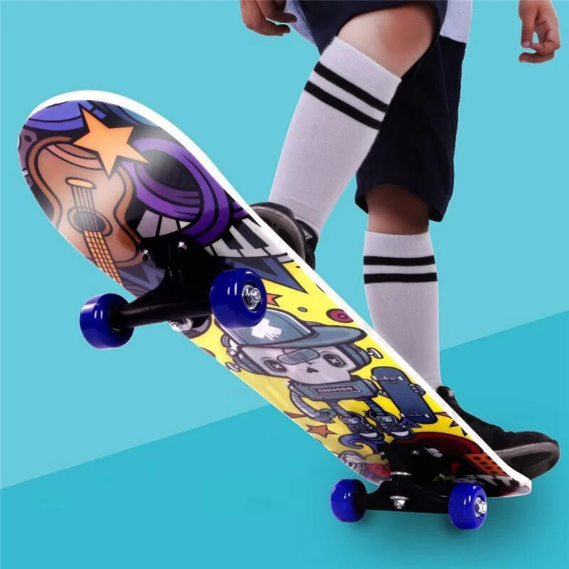 80Cm Vier Wiel Skateboard Mannen En Vrouwen Beginnende Dubbele Rocker 3 8 Jaar Oude Scooter|Skateboarden| -