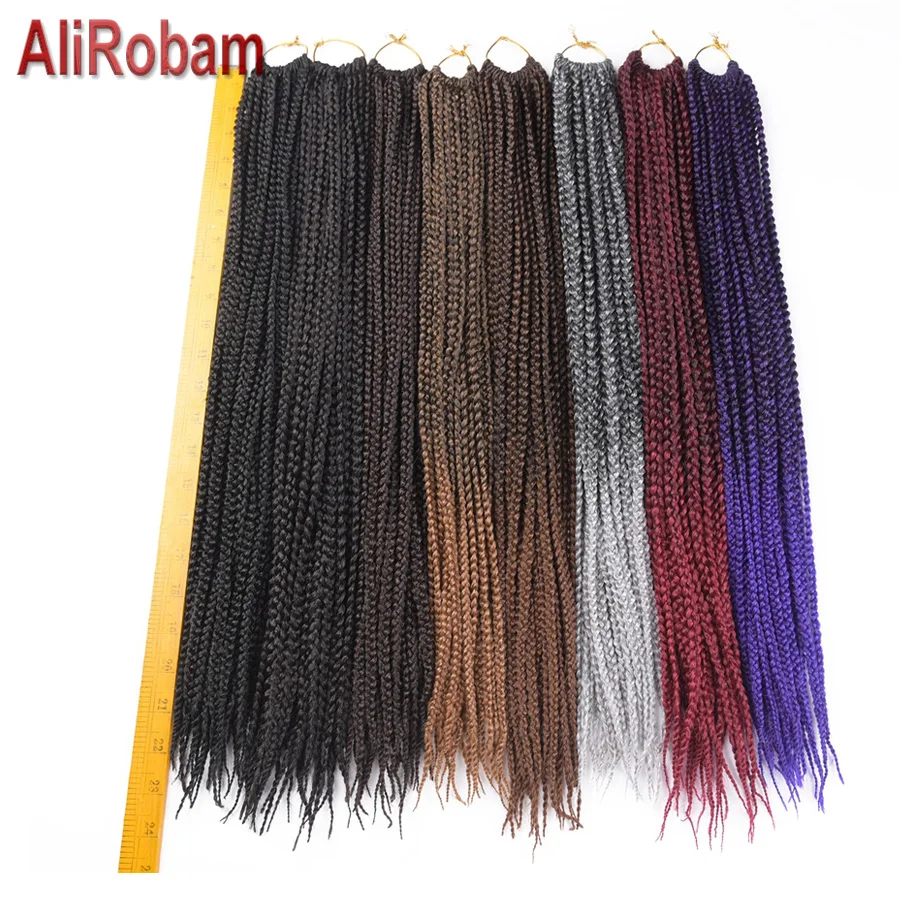 AliRobam, коробка, косички, вязанные волосы для наращивания, 22 корня, 14, 18, 22 дюйма, Омбре, коричневый, серый, красный, синтетические плетеные волосы, объемные, вязанные косички