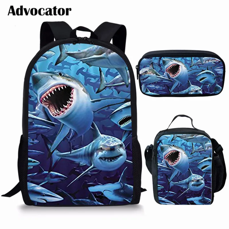 3D-печать ADVOCATOR Shark/Dinosaur 3 шт./компл. рюкзаки для детей мальчиков девочек студентов