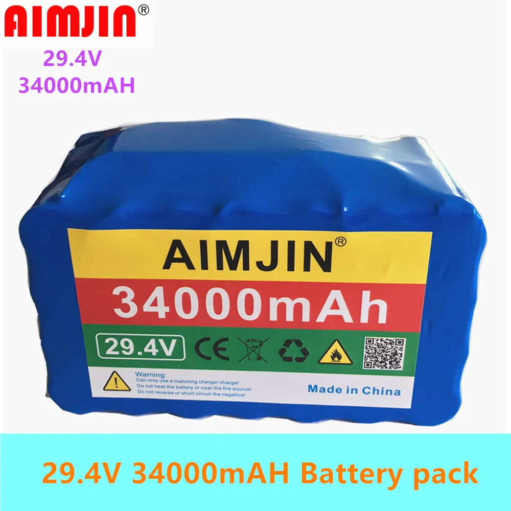 100% новый литий ионный аккумулятор 7S4P 24 В 29 4 в 34 Ач для электрического велосипеда