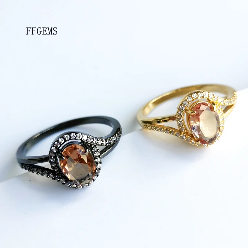 

FFGems Diaspore Zultanite Gemstone black gold Rings for Women girl Color Change Ring for Wedding Engagement fine Jewelry box