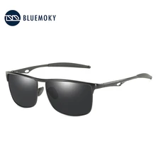 BLUEMOKY мужские прямоугольные солнцезащитные очки, мужские поляризованные UV400 Солнцезащитные очки для мужчин, Polaroid, брендовые черные спортивные очки из алюминиевого сплава