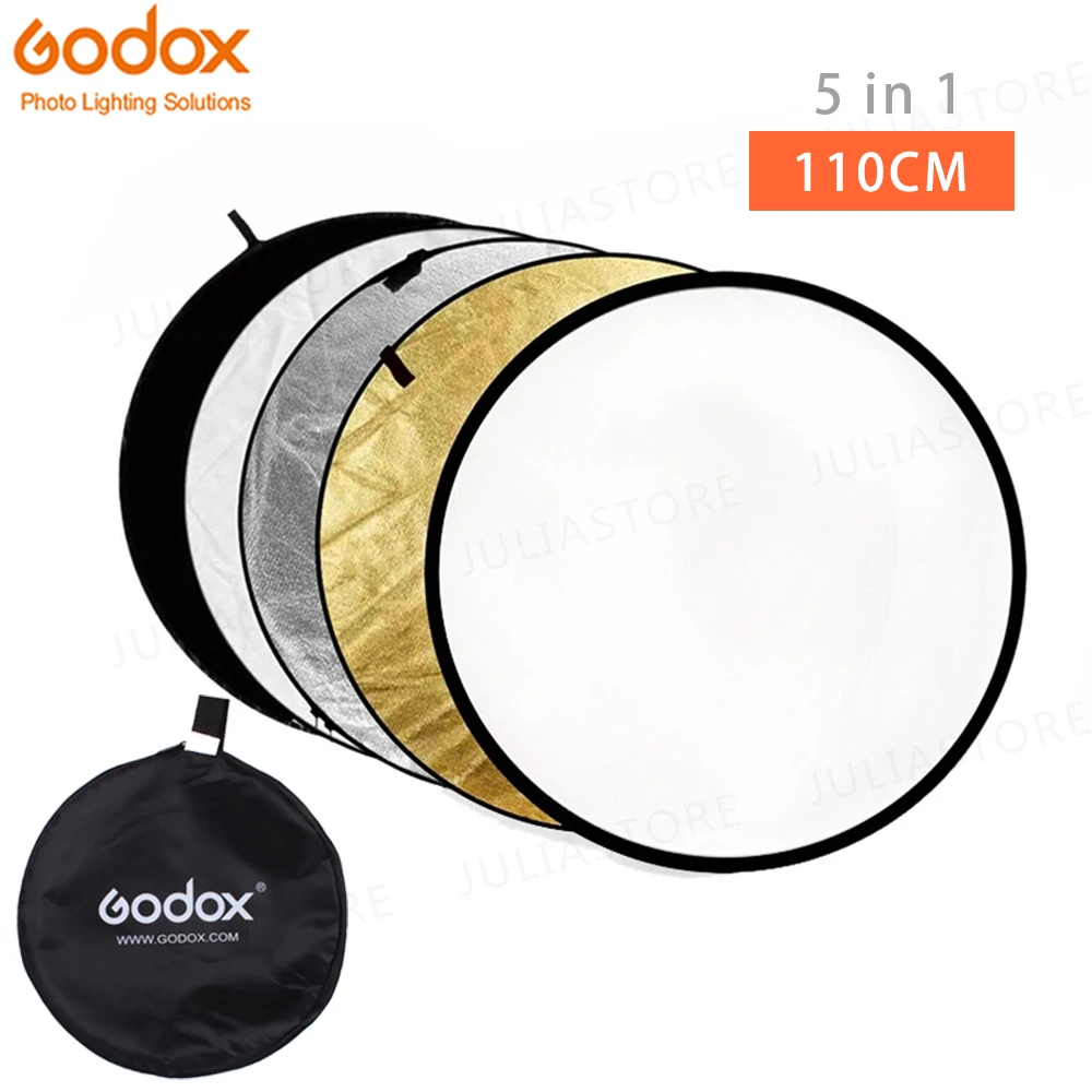 

43" 110cm 5 in 1 Reflector Fotografia Round Flash Photo Studio collapsible light reflector Gold Silver White Black Translucent