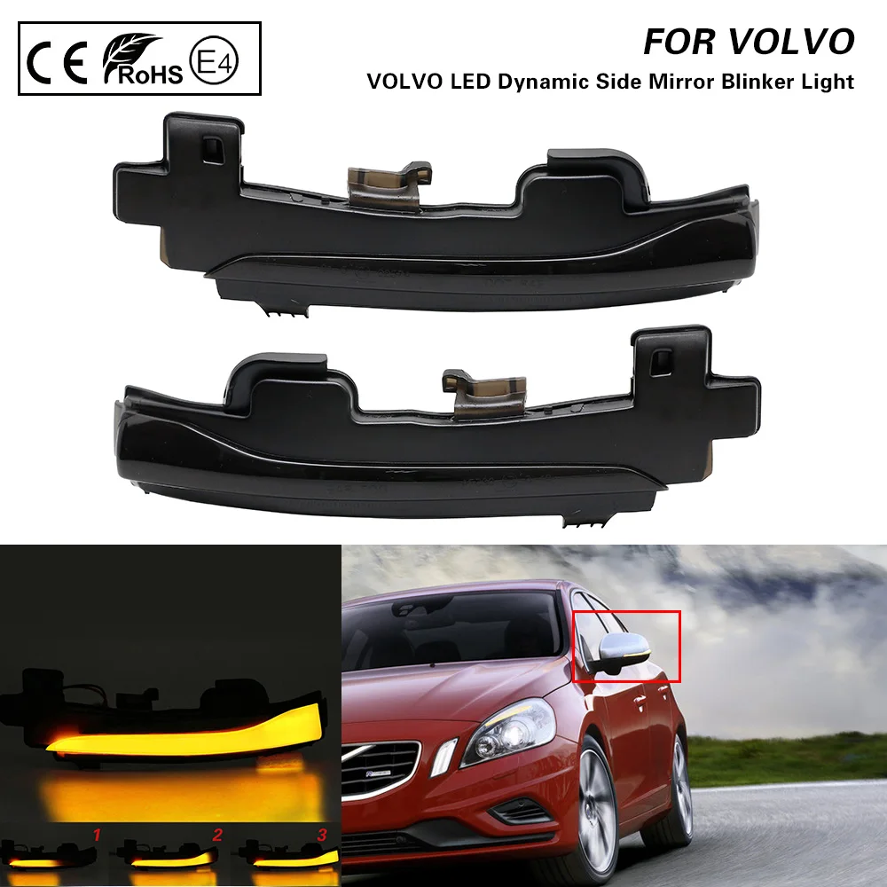 For Volvo S60 CC S60 II S80 II V40 CC 40 II V60 V60 CC V70 III LED dynamic side mirror blinker Light Turn Signal Lamp 2X