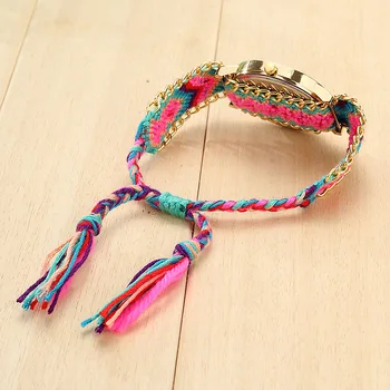 

Vintage Women Ethnic Handmade Braided Quartz Watch Knitted Dreamcatcher Wristwatch Gifts GK99